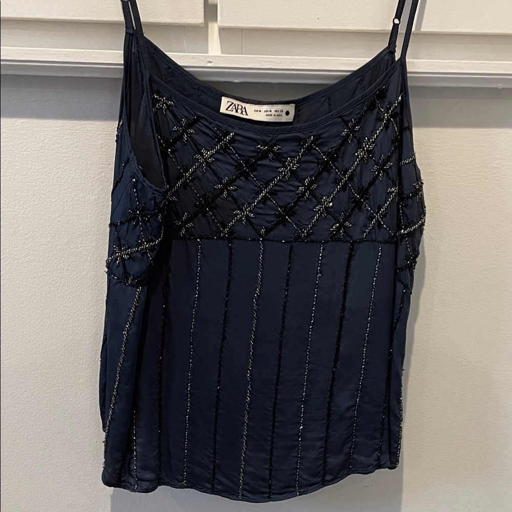 Zara Midnight Blue Embellished Camisole